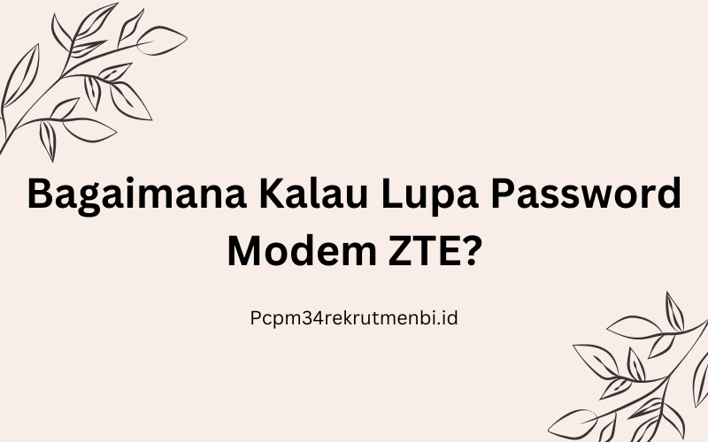 Bagaimana Kalau Lupa Password Modem ZTE?